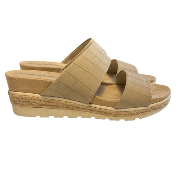 Easy Street Size US 8.5M Women Wedge Heel Slide Sandals Maryann Taupe Croco - Picture 9 of 12